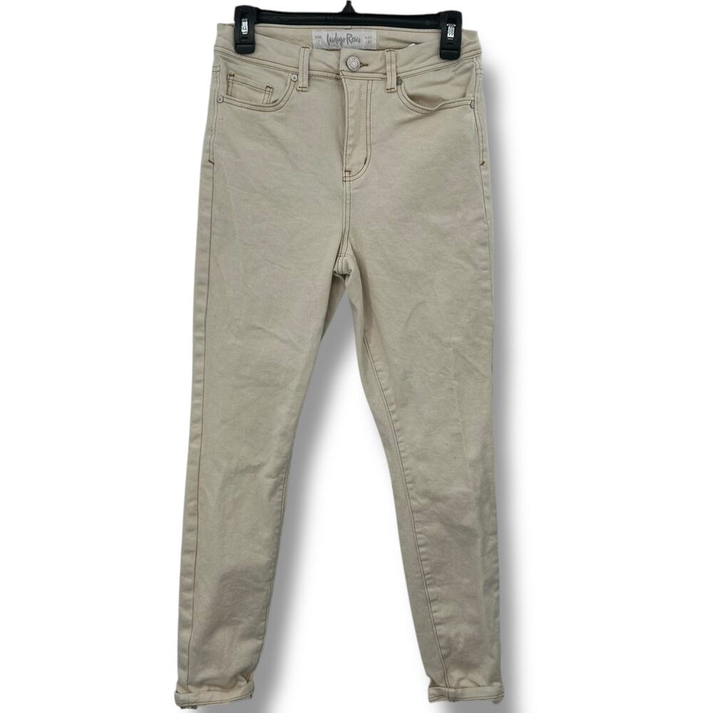 Indigo Rein Skinny Jeans Size 7 Off White Cream Cotton Stretch Light Wash Pants